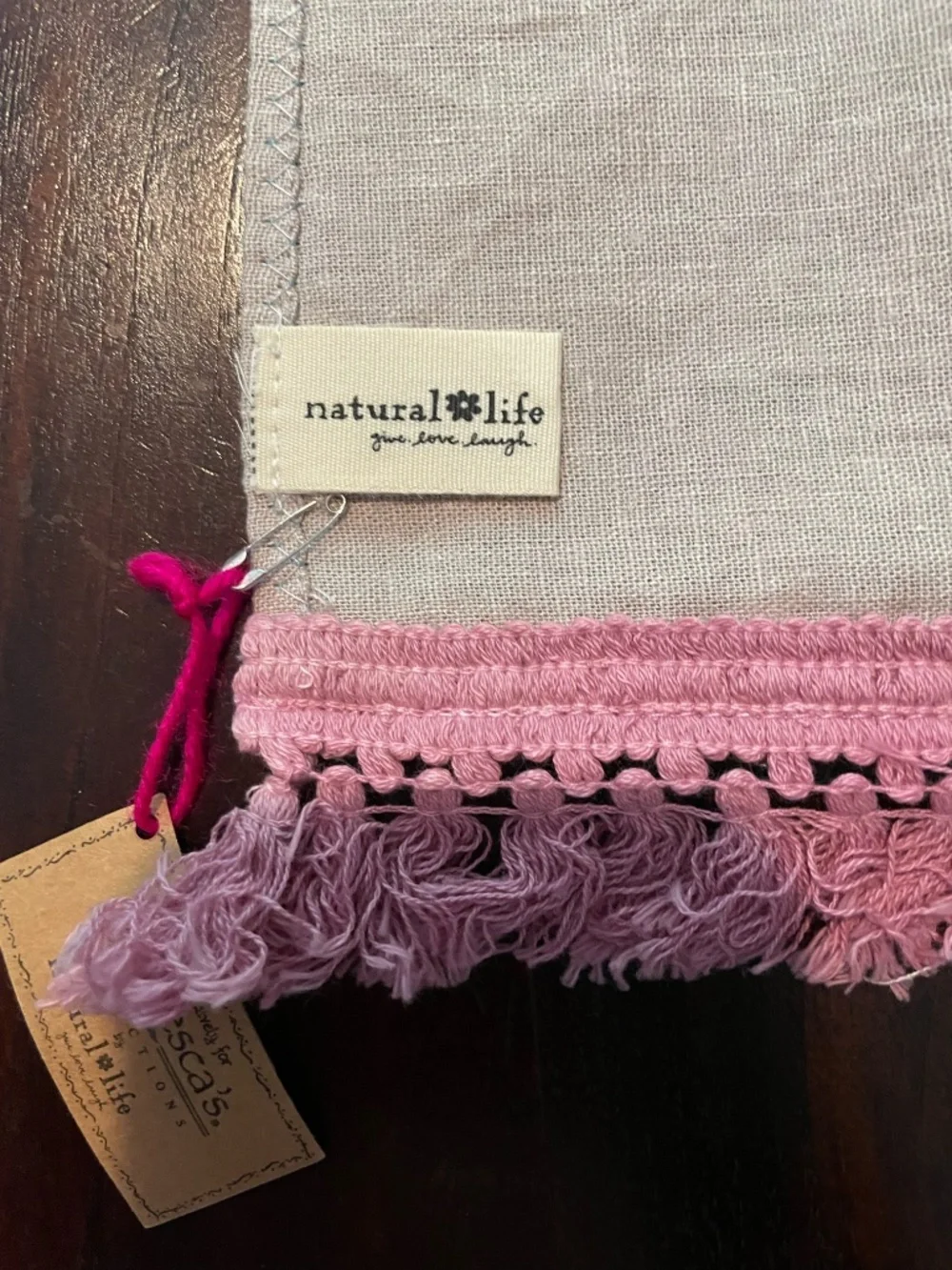 Natural Life Embroidered Linen Hand Towel